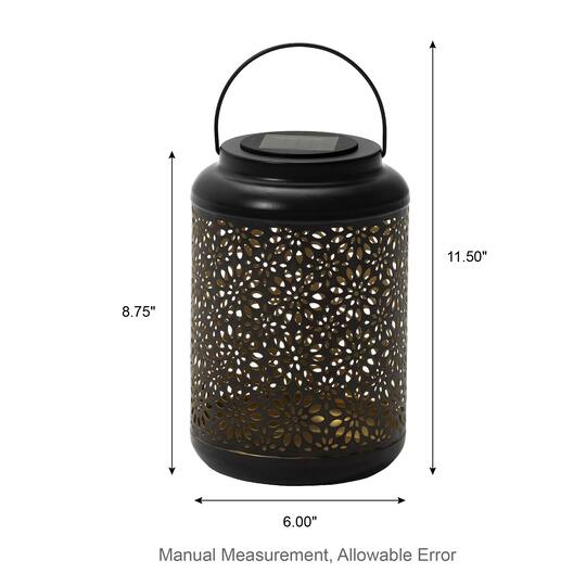 Glitzhome® 8.5" Flower Cutout Solar Powered Hanging Lantern